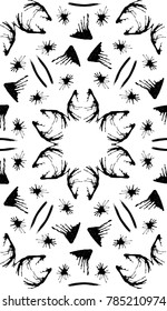 Kaleidoscope  pattern vector.  Psychedelic design element for wallpaper, scrapbooking, fabric. Monochrome background.