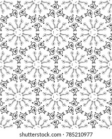 Kaleidoscope  pattern vector.  Psychedelic design element for wallpaper, scrapbooking, fabric. Monochrome background.