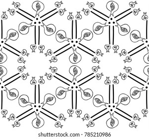 Kaleidoscope  pattern vector.  Psychedelic design element for wallpaper, scrapbooking, fabric. Monochrome background.