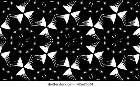 Kaleidoscope  pattern vector.  Psychedelic design element for wallpaper, scrapbooking, fabric. Monochrome background.
