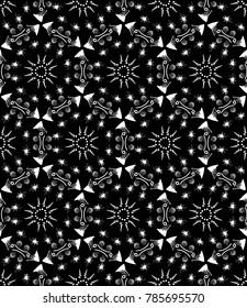 Kaleidoscope  pattern vector.  Psychedelic design element for wallpaper, scrapbooking, fabric. Monochrome background.