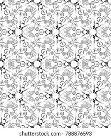 Kaleidoscope  pattern vector.  Psychedelic design element for wallpaper, scrapbooking, fabric. Monochrome background.