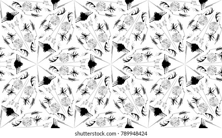 Kaleidoscope  pattern vector.  Psychedelic design element for wallpaper, scrapbooking, fabric. Monochrome background.
