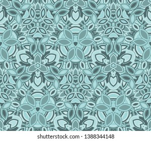Kaleidoscope seamless pattern, background. Abstract shapes. Useful as design element for texture and artistic compositions.