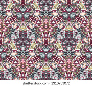 Kaleidoscope seamless pattern, background. Colorful abstract shapes. Useful as design element for texture and artistic compositions.