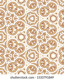 Kaleidoscope seamless pattern. Colored abstraction on white background. Useful as design element for texture and artistic compositions.