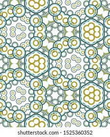 Kaleidoscope seamless pattern. Colorful geometric abstraction on white background. Useful as design element for texture and artistic compositions.