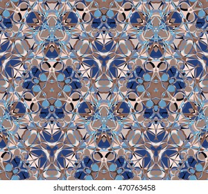 Kaleidoscope seamless pattern. Composed of color abstract elements.