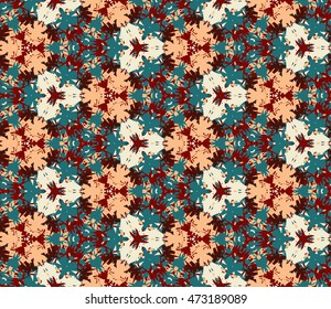 Kaleidoscope seamless pattern. Composed of color abstract elements. Useful as design element for texture and artistic compositions.