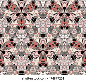Kaleidoscope seamless pattern. Composed of color abstract elements. Useful as design element for texture and artistic compositions.