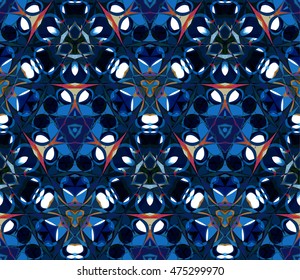Kaleidoscope seamless pattern. Composed of color abstract elements. Useful as design element for texture and artistic compositions.
