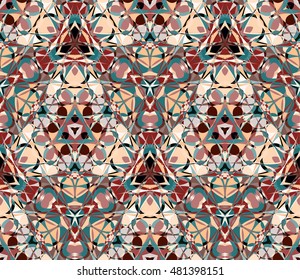 Kaleidoscope seamless pattern. Composed of color abstract elements. Useful as design element for texture and artistic compositions.