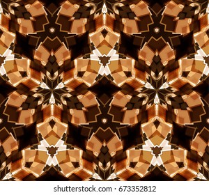 Kaleidoscope seamless pattern. Composed of color abstract shapes. Useful as design element for texture and artistic compositions.