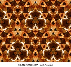 Kaleidoscope seamless pattern. Composed of color abstract shapes. Useful as design element for texture and artistic compositions.