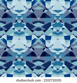 Kaleidoscope seamless pattern. Decorative abstract mosaic ornament. Geometric design for fabric, textile print, wrapping paper, cover. Vector illustration