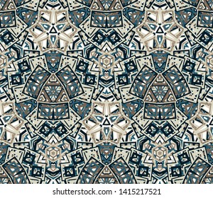 Kaleidoscope seamless pattern. Geometric abstraction on white background. Useful as design element for texture and artistic compositions.
