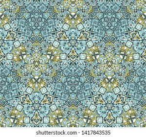 Kaleidoscope seamless pattern. Geometric abstraction on white background. Useful as design element for texture and artistic compositions.