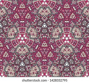 Kaleidoscope seamless pattern. Geometric abstraction on white background. Useful as design element for texture and artistic compositions.