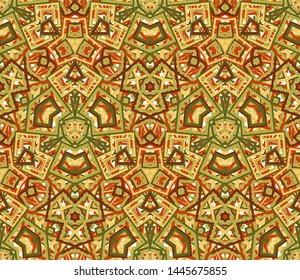 Kaleidoscope seamless pattern. Geometric abstraction on white background. Useful as design element for texture and artistic compositions.
