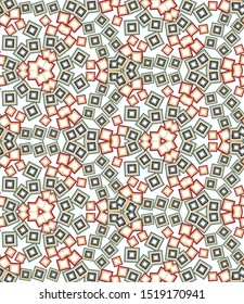 Kaleidoscope seamless pattern. Geometric abstraction on white background. Useful as design element for texture and artistic compositions.