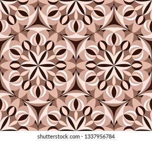Kaleidoscope seamless pattern. Pink Decorative mandala ornament. Geometric design element. Floral wallpaper, fabric, furniture, paper print. Elegant style. Vector illustration.