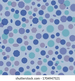 Kaleidoscope shapes in tones of blues. Pattern for fabric, backgrounds, wrapping, textile, wallpaper, apparel. Vector illustration.