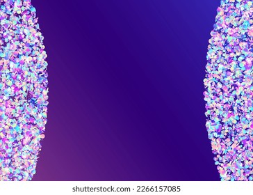 Kaleidoscope Texture. Blue Blur Background. Metal Design. Falling Glare. Carnival Tinsel. Glamour Art. Party Christmas Backdrop. Digital Foil. Violet Kaleidoscope Texture