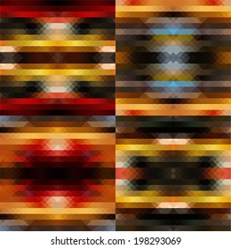 Kaleidoscope triangle colorful set with four different square backgrounds