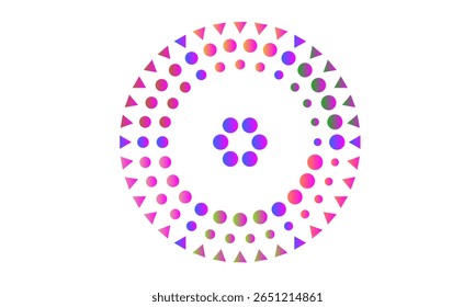 Padrão de círculo inspirado no caleidoscópio - Arte moderna com gradientes rosa e azul para fundo, papel de parede, design, padrão, textura, quadro, arte, conceito, arte decorativa, ilustração e banner
