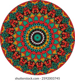 Kaleidoscope-Style Mandala Art Featuring Symmetry and Radiant Colors