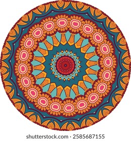 Kaleidoscope-Style Mandala design with Intricate Floral Layers