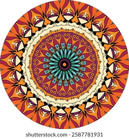 Kaleidoscope-Style Mandala design with Intricate Floral Layers