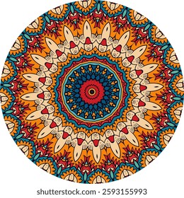 Kaleidoscope-Style Mandala design with Intricate Floral Layers