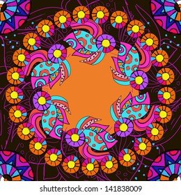 O?rnament, kaleidoscopic  pattern.O?rnament in the circle
