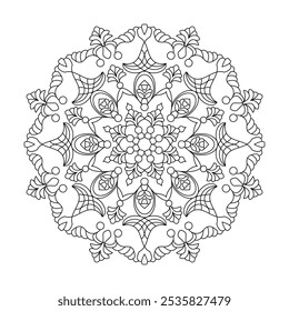 Kaleidoscopic Creations Mandala coloring book page. Easy Mandala Coloring Book Pages for Adults to Relax, Experiences Give Relief. Resizeable Vector File