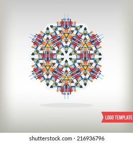 Kaleidoscopic and  geometric graphic elements for design. Kaleidoscope logo set.