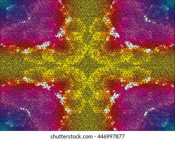 Kaleidoscopic low poly circle style vector mosaic background