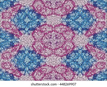 Kaleidoscopic low poly circle style vector mosaic background