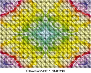 Kaleidoscopic low poly circle style vector mosaic background