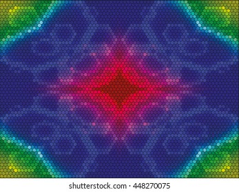 Kaleidoscopic low poly circle style vector mosaic background