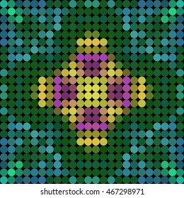 Kaleidoscopic low poly circle style vector mosaic background