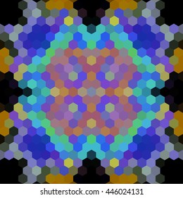 Kaleidoscopic low poly hexagon style vector mosaic background