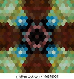 Kaleidoscopic low poly hexagon style vector mosaic background