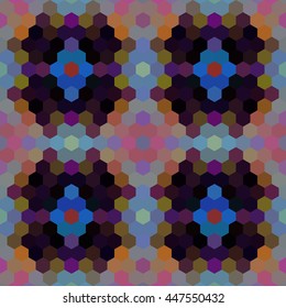 Kaleidoscopic low poly hexagon style vector mosaic background