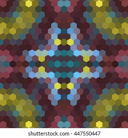 Kaleidoscopic low poly hexagon style vector mosaic background
