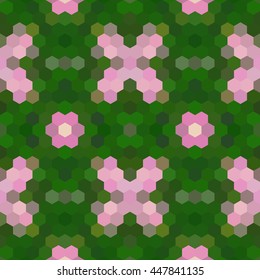 Kaleidoscopic low poly hexagon style vector mosaic background