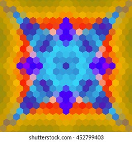 Kaleidoscopic low poly hexagon style vector mosaic background