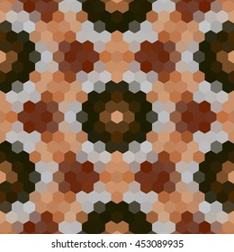 Kaleidoscopic low poly hexagon style vector mosaic background