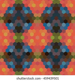 Kaleidoscopic low poly hexagon style vector mosaic background