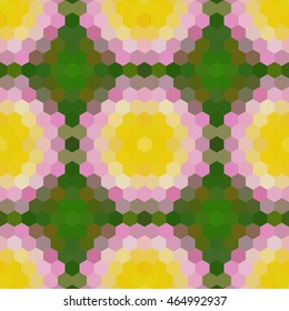 Kaleidoscopic low poly hexagon style vector mosaic background
